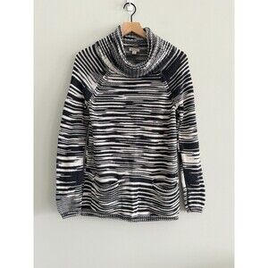 Lucky Brand Sweater Turtleneck Women's XS Tunic Pullover White Gray